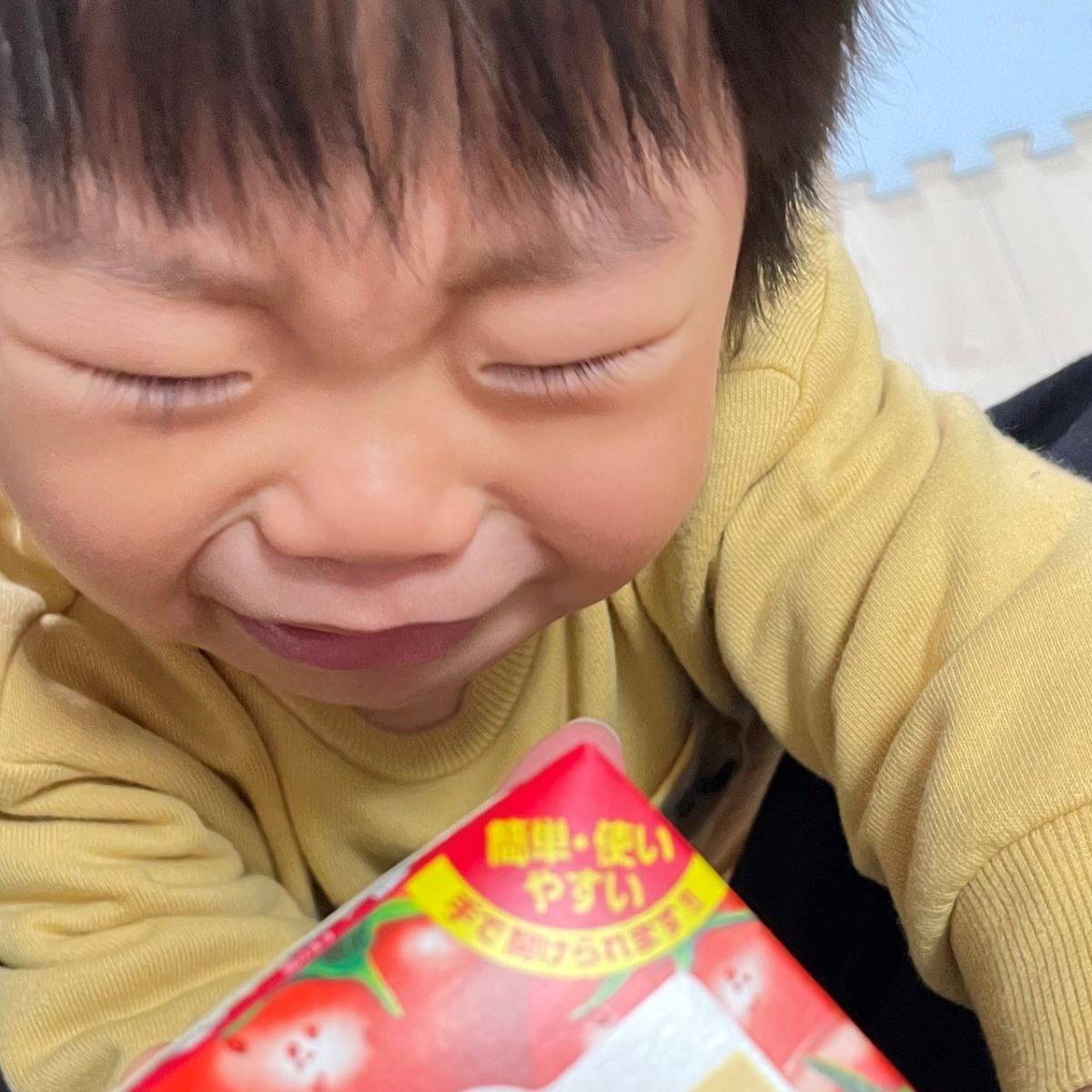 それ飲み物やない 1歳の男の子が コレ飲みたいって持ってきて泣いてる 写真に爆笑